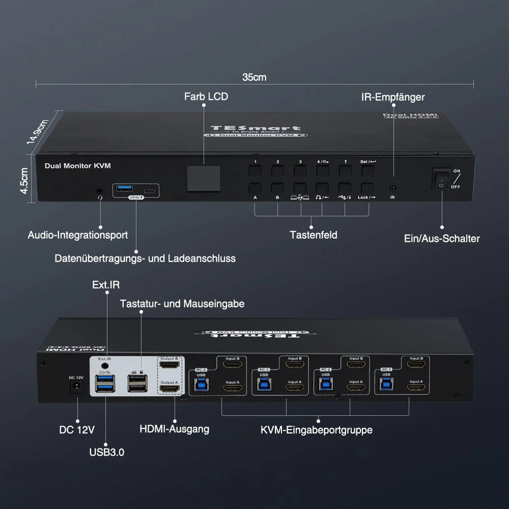 Conmutador KVM monitor de 4 puertos HDMI - Imagen 2