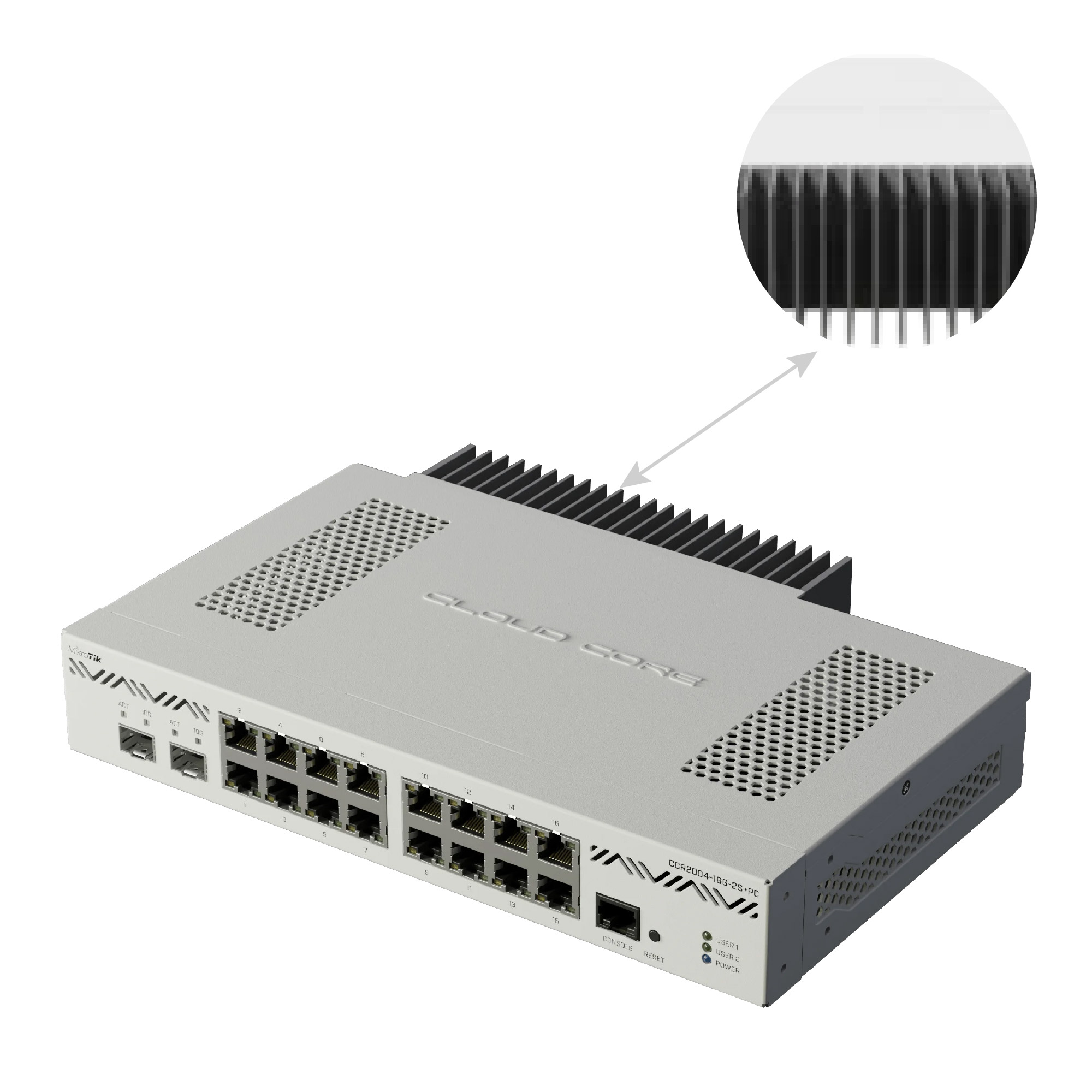 Router con 18 puertos CCR2004-16G-2S+PC